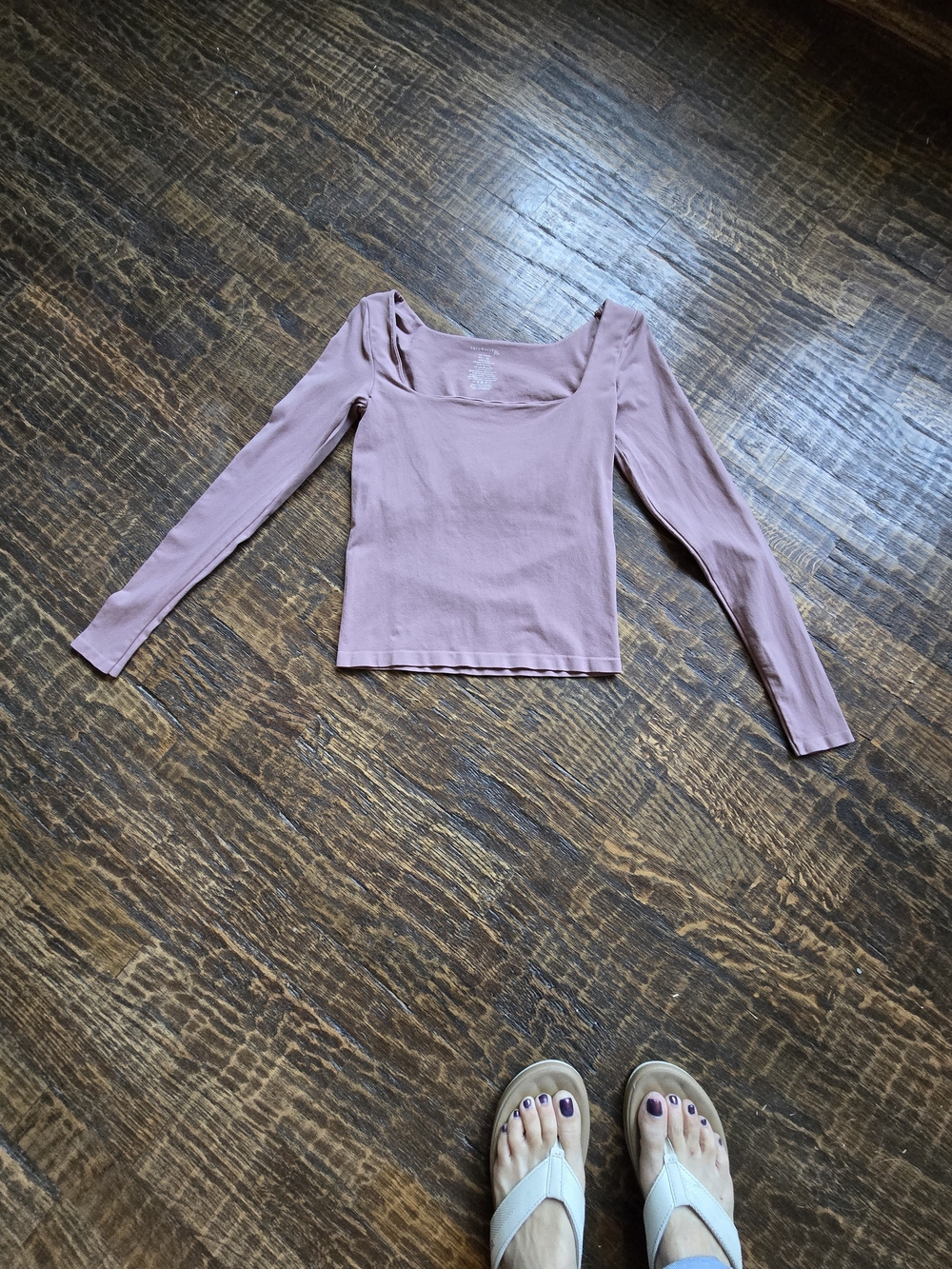 Free People Mauve Square Neck Long Sleeve Top Med
